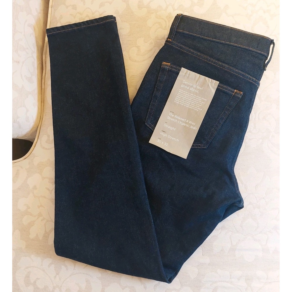 NEW! Everlane The Relaxed 4-Way Stretch Organic Jean in Dark Indigo 30x 32 $138 - Picture 2 of 12